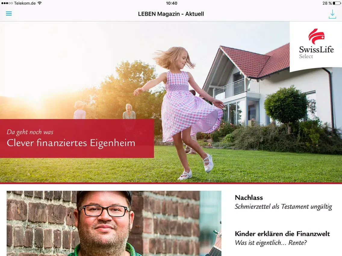 Swiss Life Select LEBEN Magazin iPad  Ekran Görüntüleri