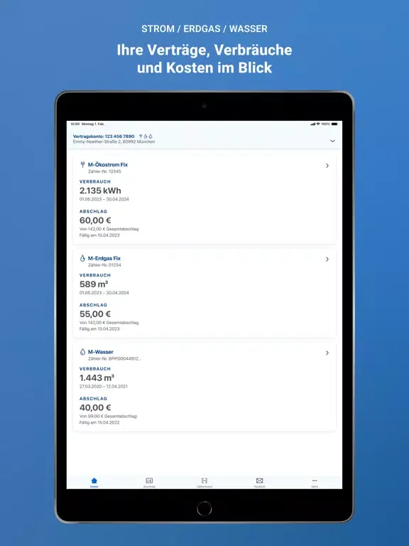 Meine SWM – Selfservice iPad  Screenshots
