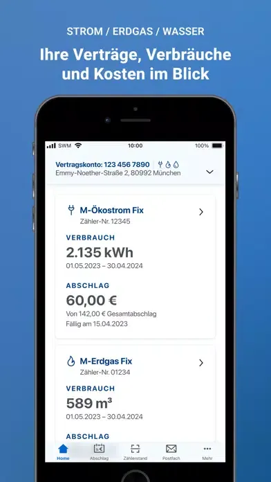Meine SWM – Selfservice Screenshots