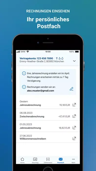 Meine SWM – Selfservice Screenshots