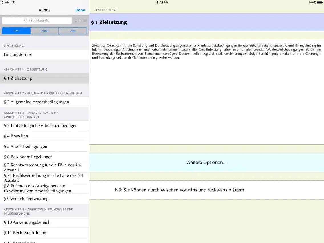 Tangkapan skrin Arbeitsrecht für iPhone iPad 
