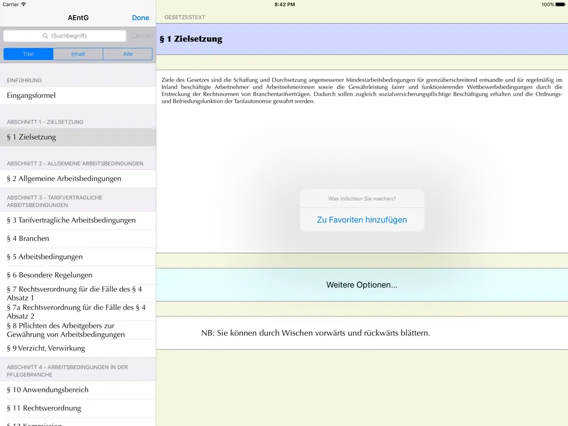 Tangkapan skrin Arbeitsrecht für iPhone iPad 