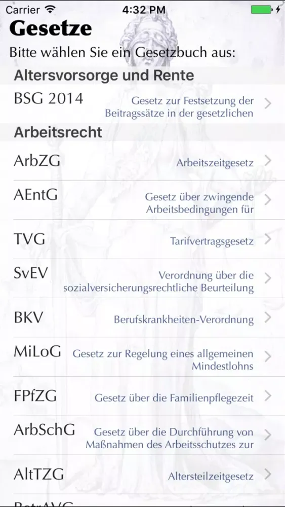 Tangkapan skrin Arbeitsrecht für iPhone
