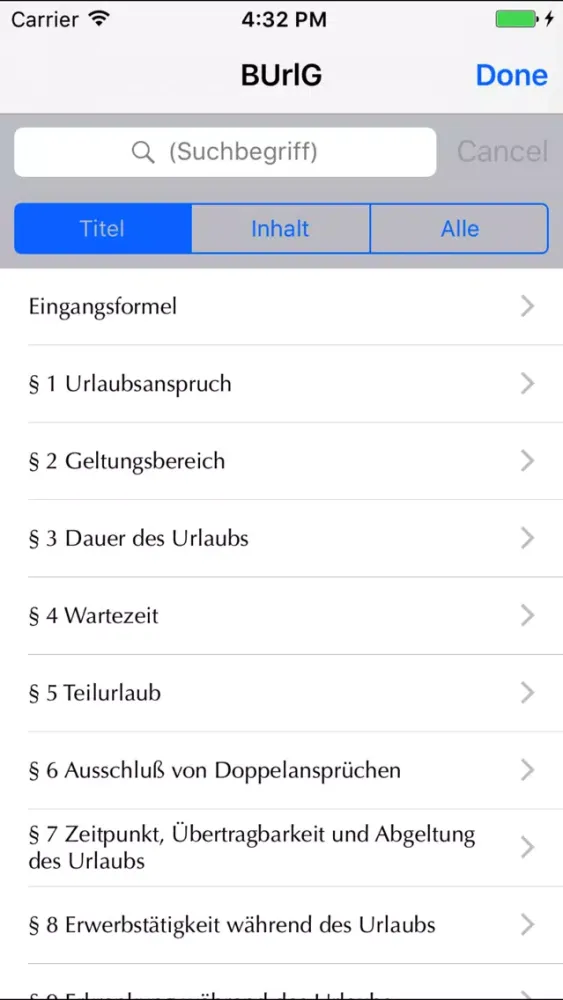Tangkapan skrin Arbeitsrecht für iPhone
