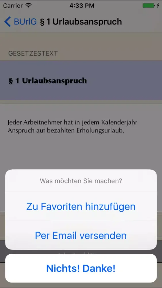 Tangkapan skrin Arbeitsrecht für iPhone