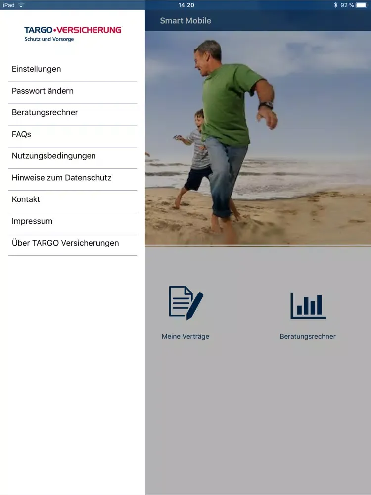 Capturas de tela do ServiceApp TARGO Versicherung iPad 