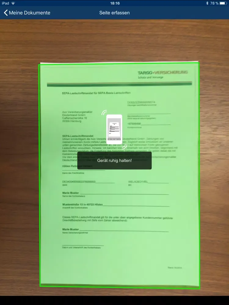 Capturas de tela do ServiceApp TARGO Versicherung iPad 