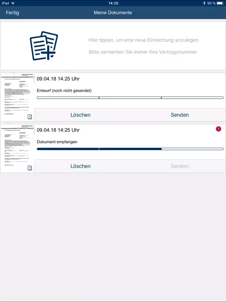 Capturas de tela do ServiceApp TARGO Versicherung iPad 