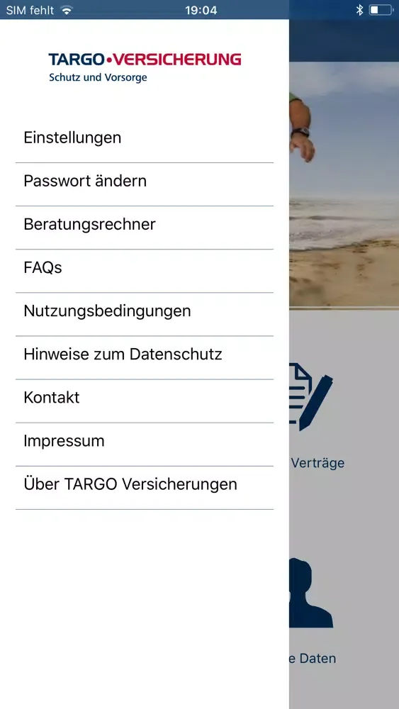 Capturas de tela do ServiceApp TARGO Versicherung