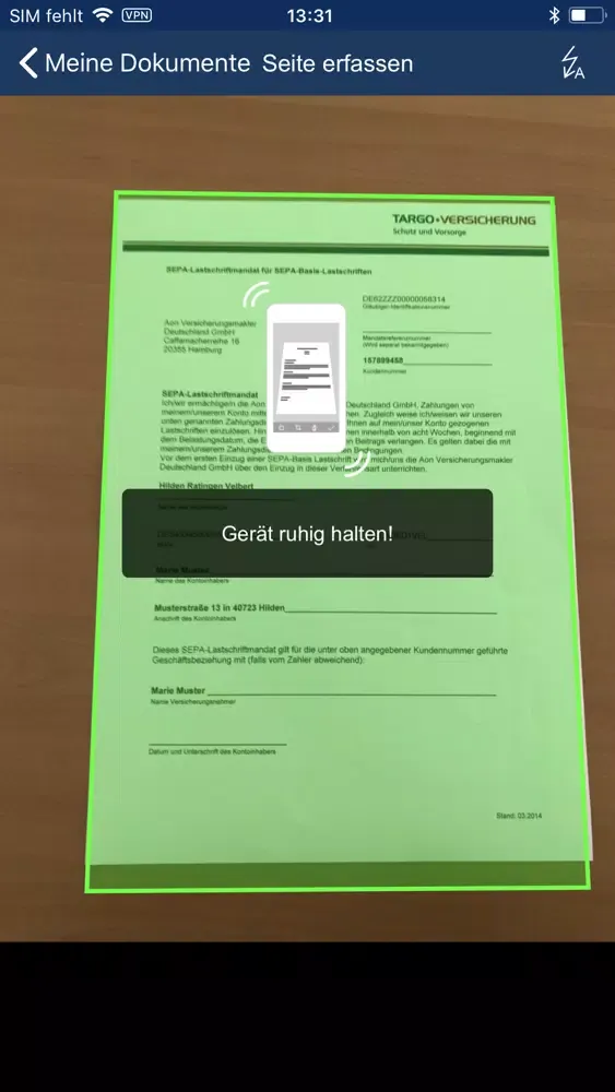 Capturas de tela do ServiceApp TARGO Versicherung