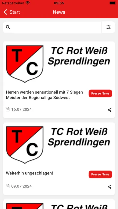 Zrzuty ekranu TC-Rot-Weiss Sprendlingen e.V.