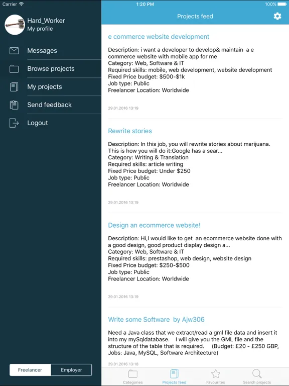 FREE-LANCING.COM iPad 应用截图