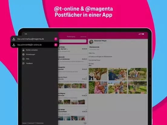 Zrzuty ekranu Telekom Mail – E-Mail-Programm iPad 