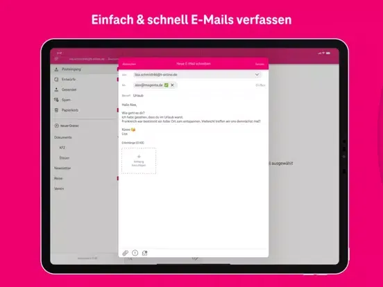 Zrzuty ekranu Telekom Mail – E-Mail-Programm iPad 