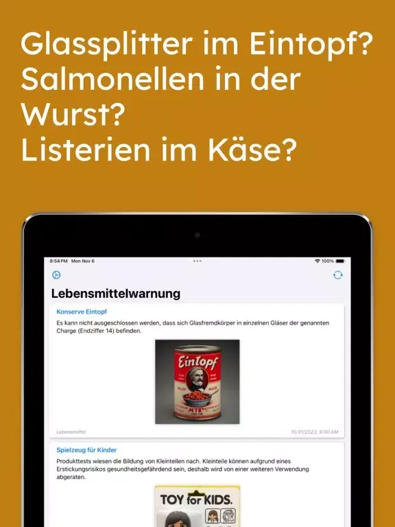 صور Lebensmittelwarnung iPad 