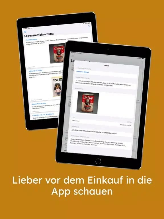 صور Lebensmittelwarnung iPad 