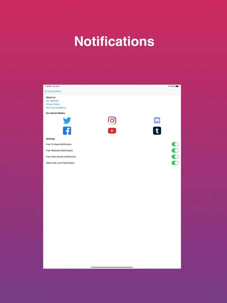 Game Promotion Alert - Notify iPad  स्क्रीनशॉट