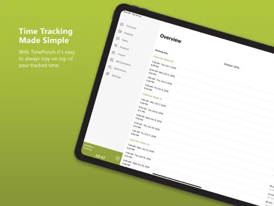 Tangkapan layar TimePunch Mobile iPad 