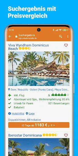 Tangkapan layar Pauschalreisen, Hotels & FeWo
