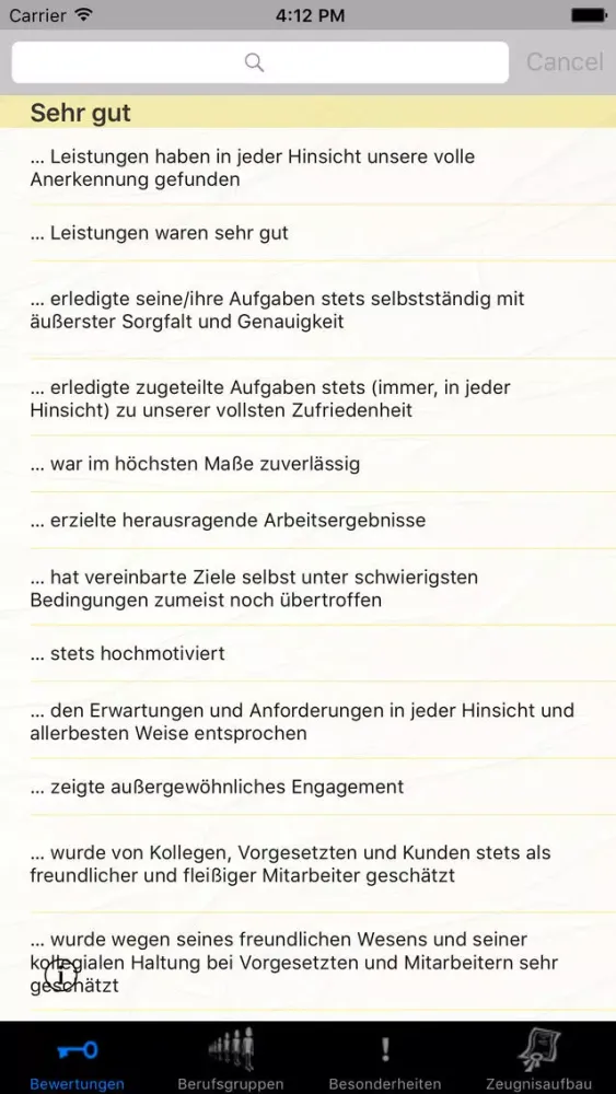 Screenshot di Arbeitszeugnis