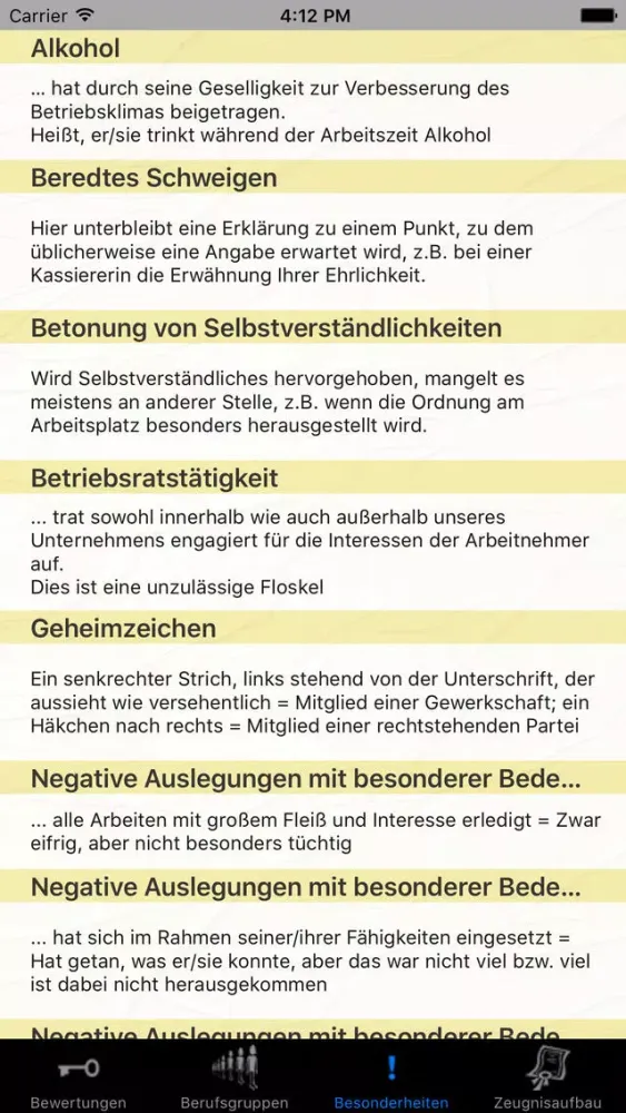 Screenshot di Arbeitszeugnis