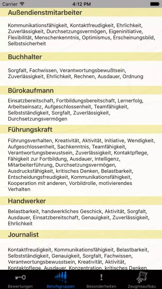 Screenshot di Arbeitszeugnis