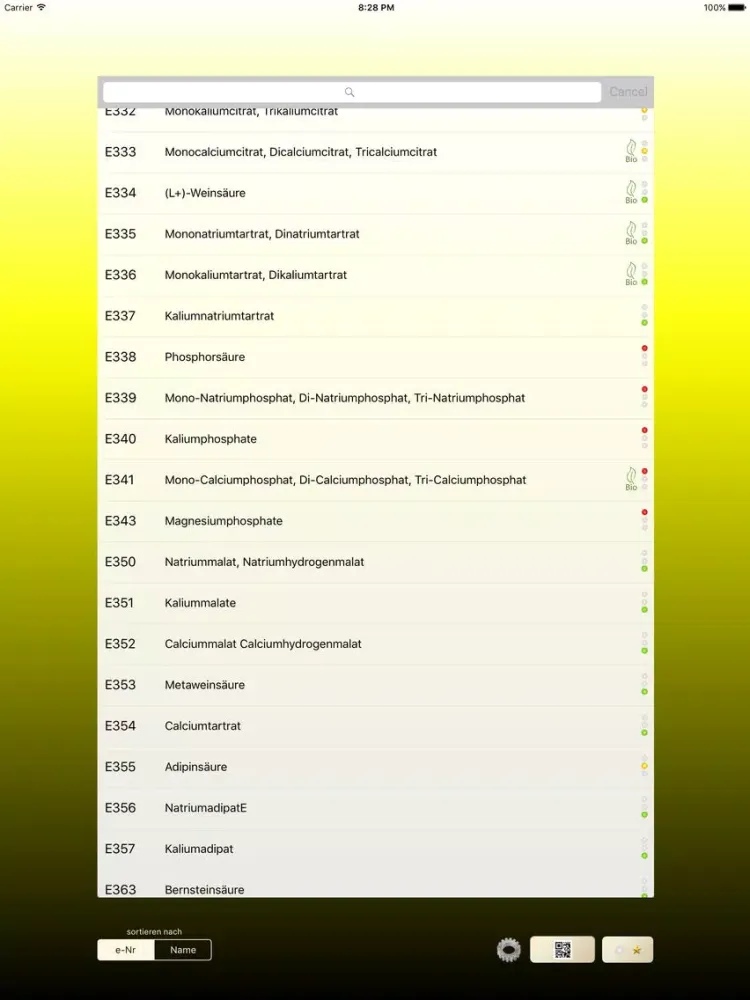 Screenshot di Zusatzstoffe iPad