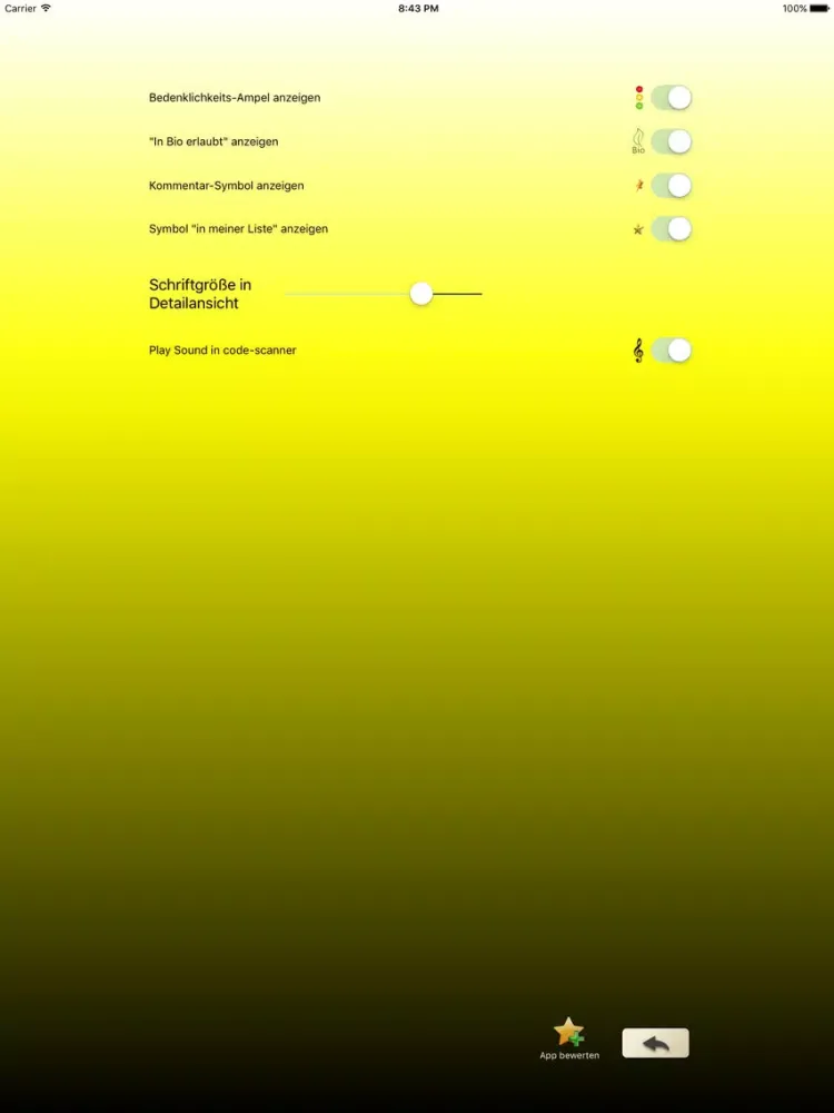 Screenshot di Zusatzstoffe iPad