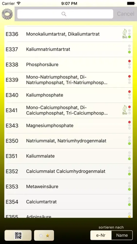 Screenshot di Zusatzstoffe