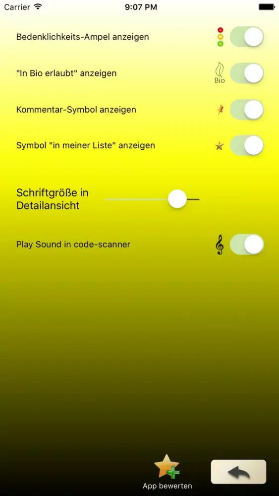 Screenshot di Zusatzstoffe