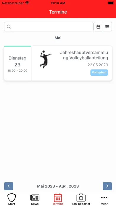 Tangkapan layar TSV Sonthofen Vereinsapp