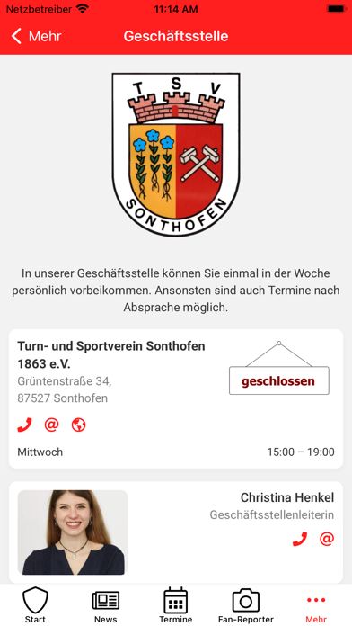 TSV Sonthofen Vereinsapp Ekran Görüntüleri