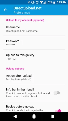 ภาพหน้าจอของ Directupload.net Image Sharer