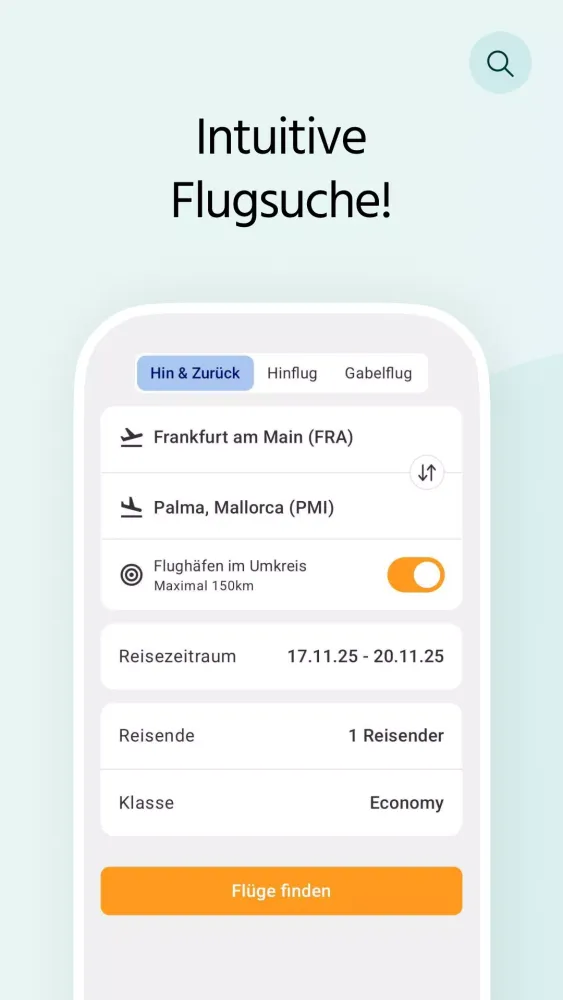 Screenshot di Fluege.de: günstige Flüge