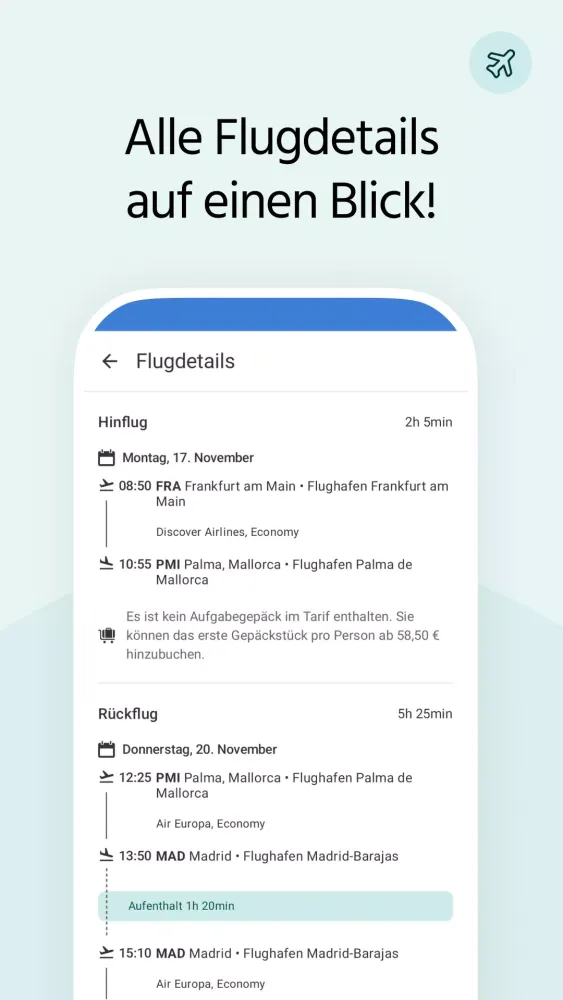 Screenshot di Fluege.de: günstige Flüge