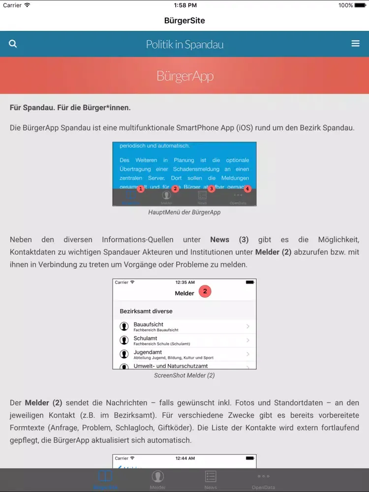 Captures d'écran de BürgerApp Spandau iPad 