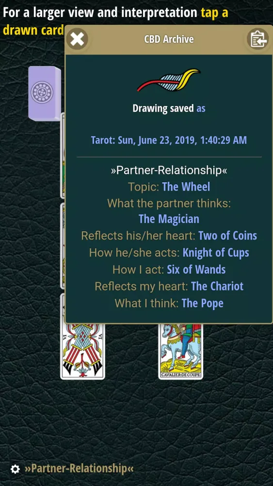 Capturas de tela do CBD Marseille Tarot
