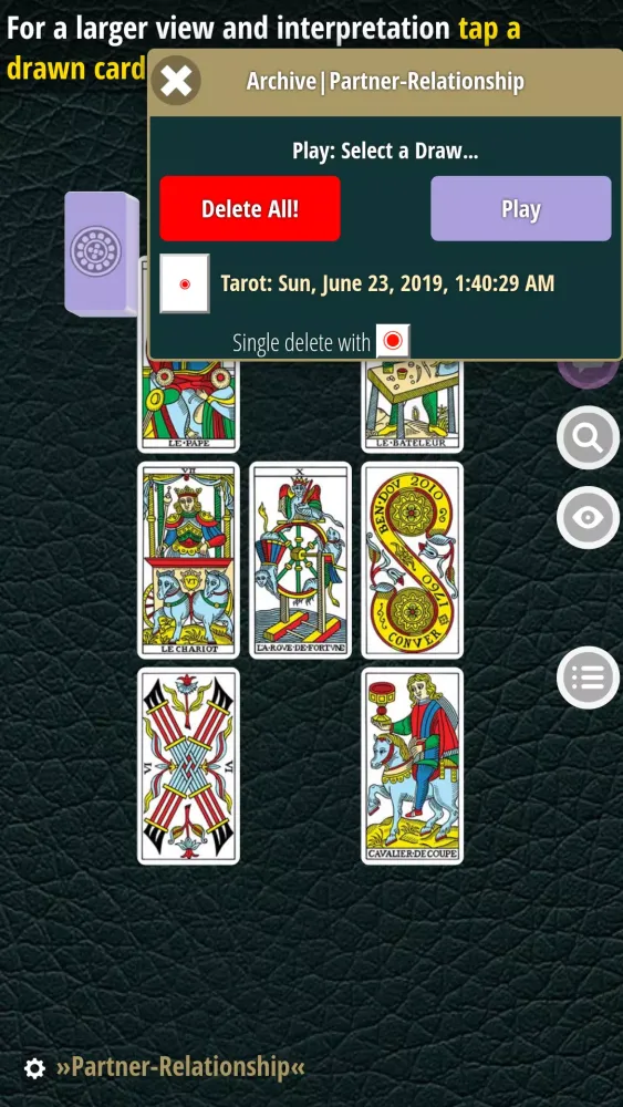 Capturas de tela do CBD Marseille Tarot