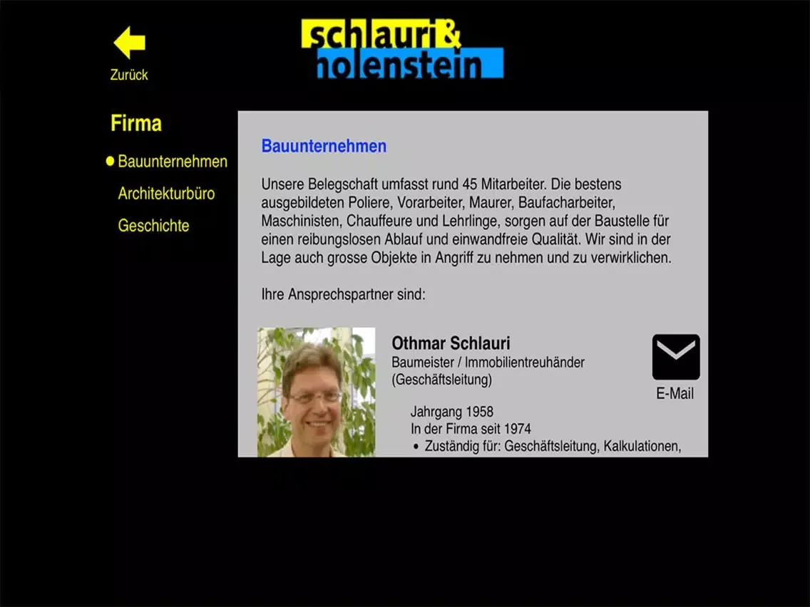 Capturas de tela do Schlauri & Holenstein AG aus Wi iPad 