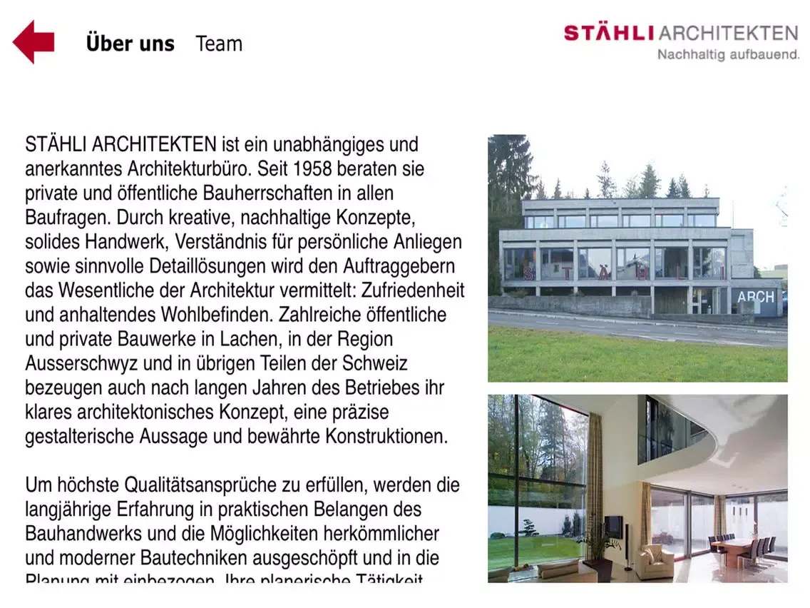 Zrzuty ekranu STÄHLI AG ARCHITEKTEN SIA iPad 