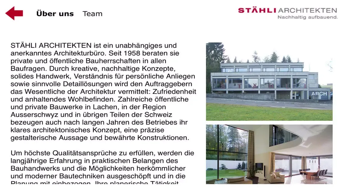 Zrzuty ekranu STÄHLI AG ARCHITEKTEN SIA