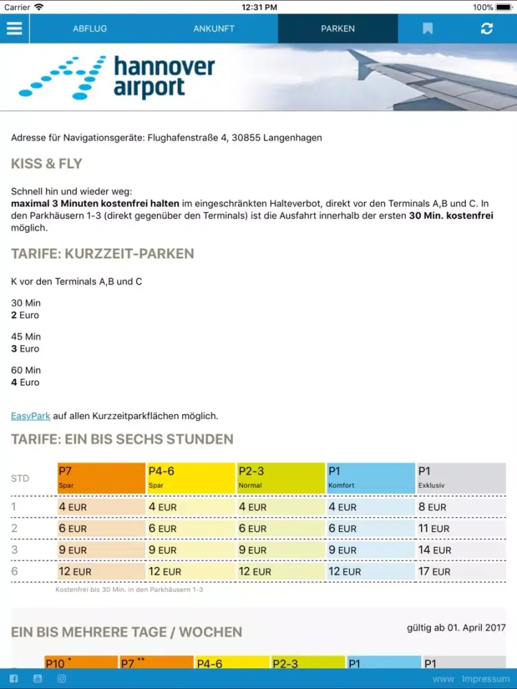 HAJ Hannover Airport iPad  Screenshots