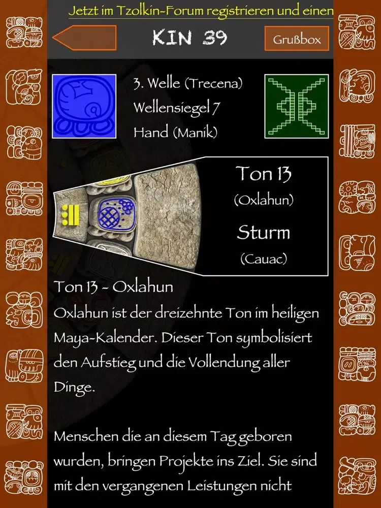 Capturas de tela do Tzolkin iPad 