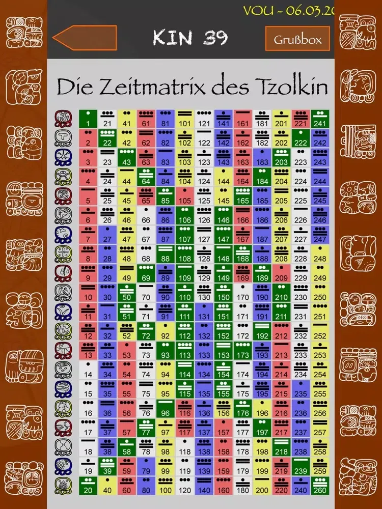 Capturas de tela do Tzolkin iPad 