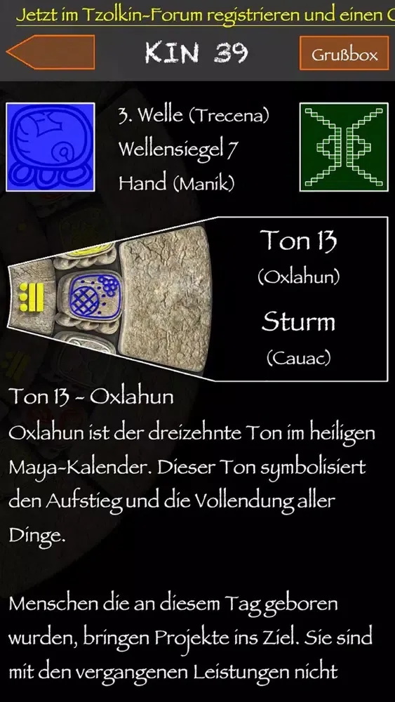 Capturas de tela do Tzolkin