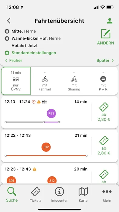HCR App - Fahrplan Herne Screenshots