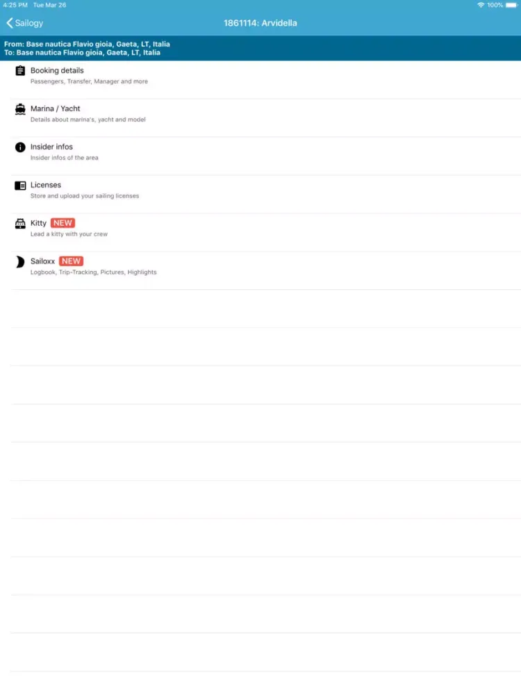 Sailogy iPad  سکرین شاٹس
