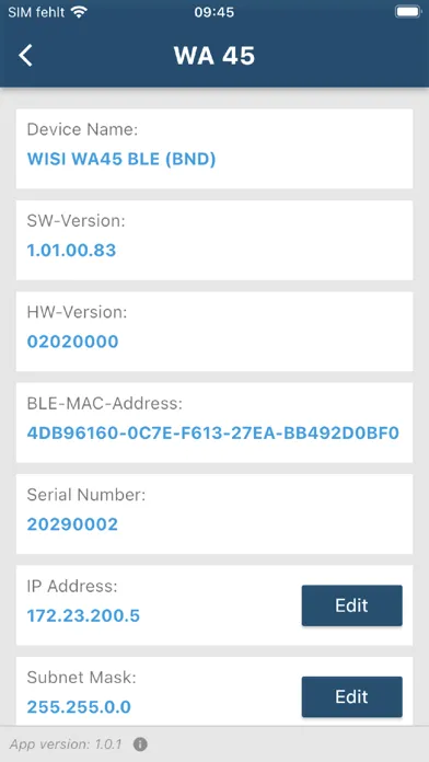 Captures d'écran de WISI Quick Config
