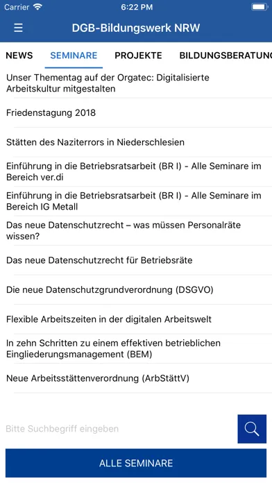 Ảnh chụp màn hình của DGB Bildungswerk NRW Seminare