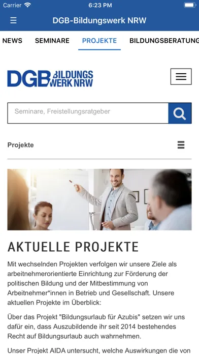 Ảnh chụp màn hình của DGB Bildungswerk NRW Seminare